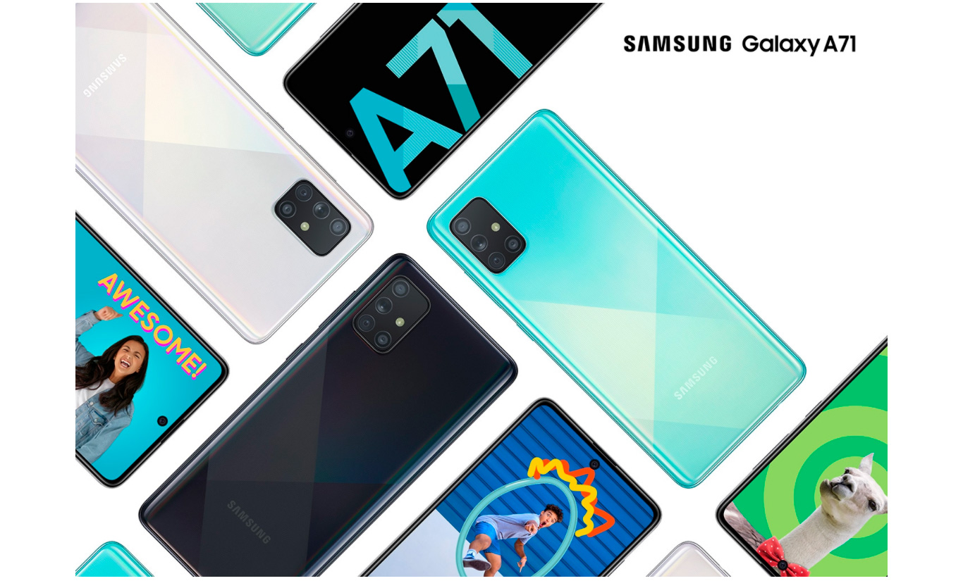 Smartphone Samsung Galaxy A71 128GB 6GB RAM Tela 6.7 Câmera Quádrupla Traseira 64MP + 12MP + 5MP + 5MP Frontal de 32MP Bateria 4500mAh Preto